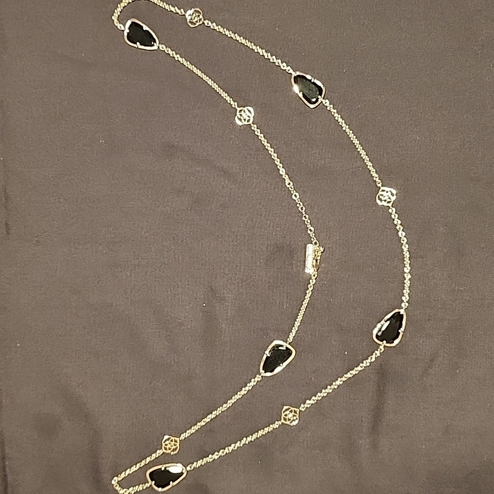 Kendra Scott Black Onyx and Gold Necklace